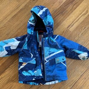 Vibrant Blue Patterned Kids 12-18 Reima Waterproof Winter Jacket